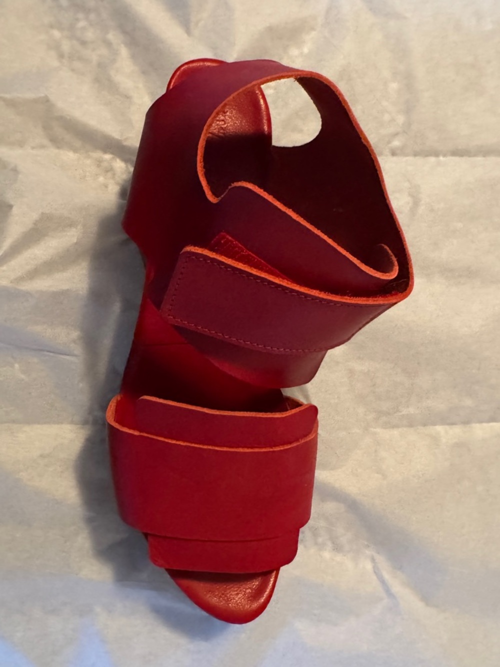 Trippen Red Leather Platform Block-Heel Sandals (European 41 - runs small) - Picture 3 of 4